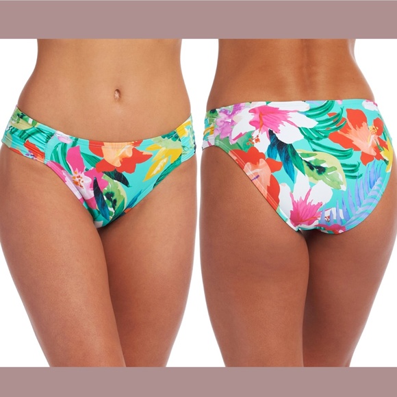 NWT La‎ Blanca [ 14 ] Shirred Side Bikini Bottoms in Tropea Breeze - Picture 1 of 11